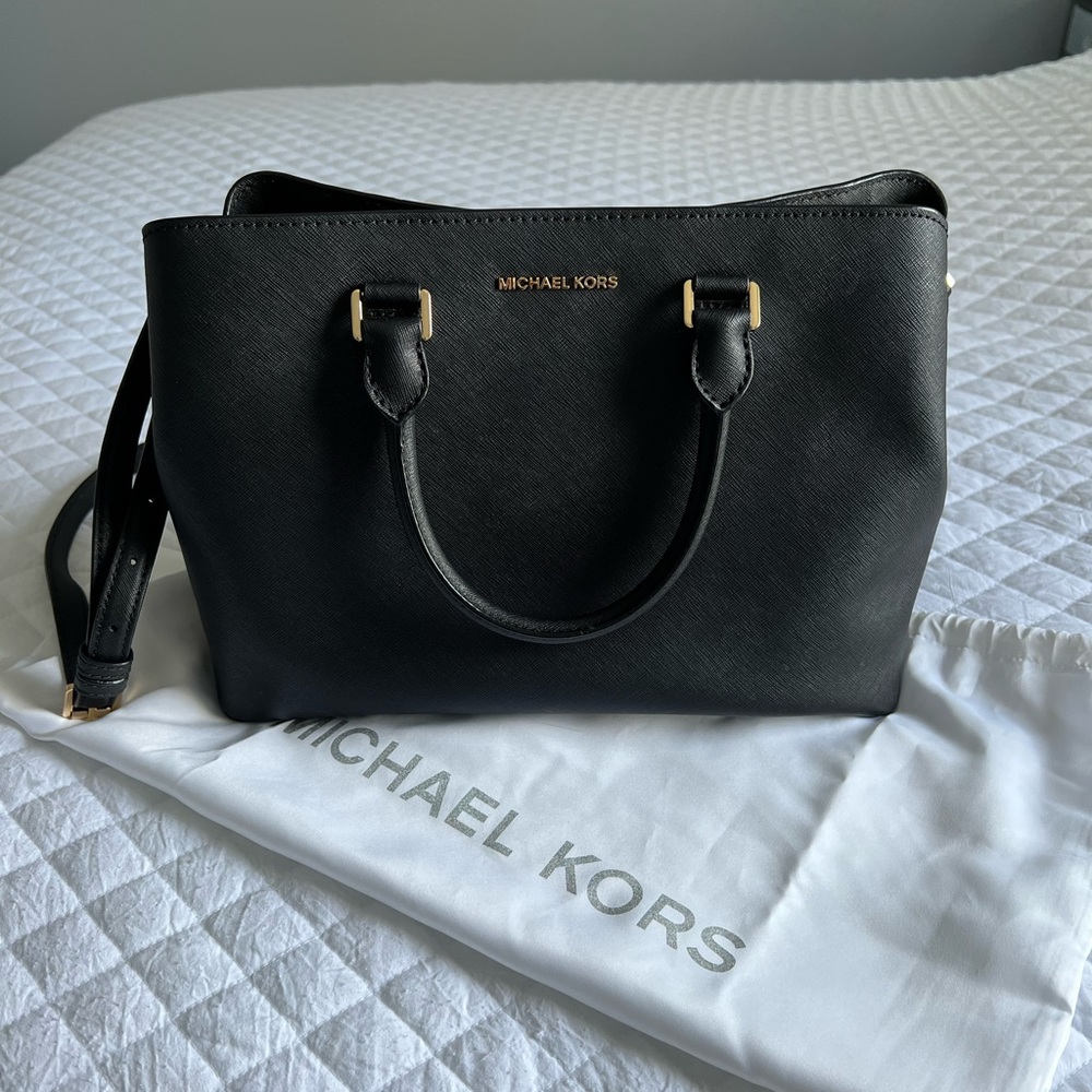 Black Michael Kors Large Savannah Satchel